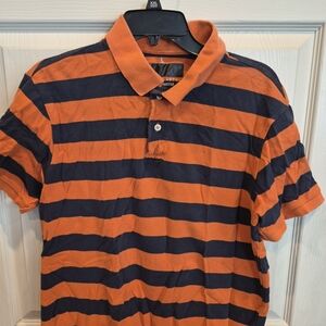 Orange and Blue Striped Polo Shirt